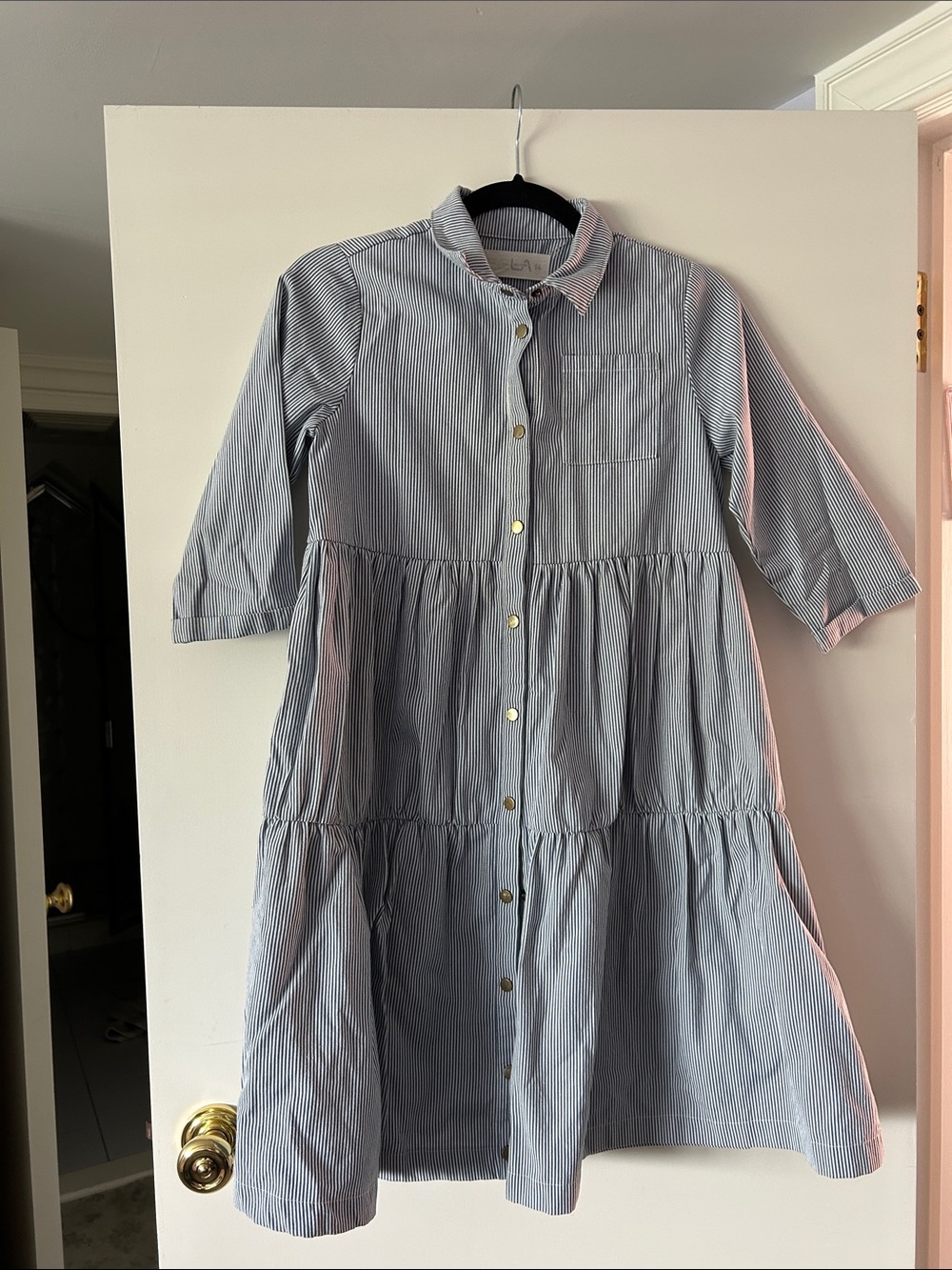 Teela Kids Striped Blue Button-Front dress size 14